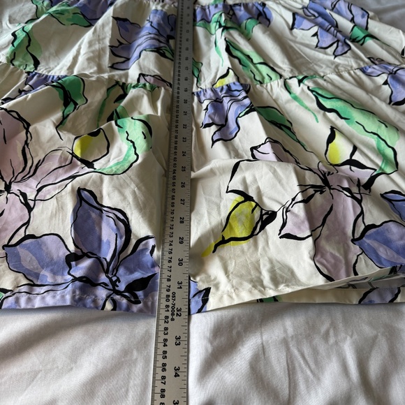 Women's Floral Pull On Elastic Waist Flared Tiered Maxi Skirt White Large Boho - Picture 10 of 12